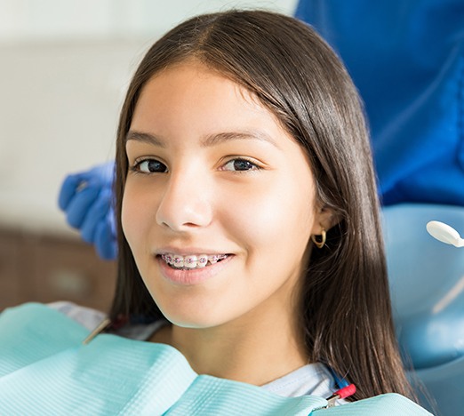 Girl receiving orthodontic care